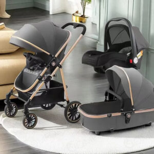 Portable Reversible Toddler Pushchair Pram Folding 3 in 1 Baby Stroller Grey