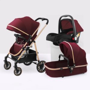 Portable Reversible Toddler Pushchair Pram Folding 3 in 1 Baby Stroller wine red