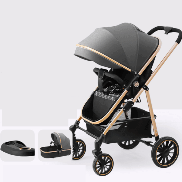 2in1 Baby Stroller Portable Baby Stroller Foldable Grey