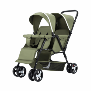 Twins Baby Stroller Travel System Large Space Baby Pram Green