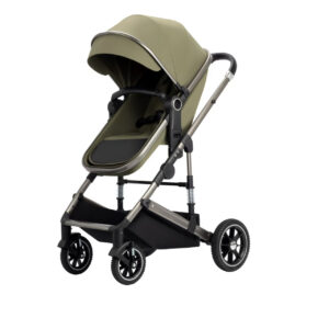 Two-way high-view baby stroller, newborn baby stroller, can sit or lie down Green