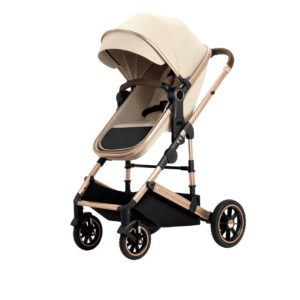 Two-way high-view baby stroller, newborn baby stroller, can sit or lie down Khaki